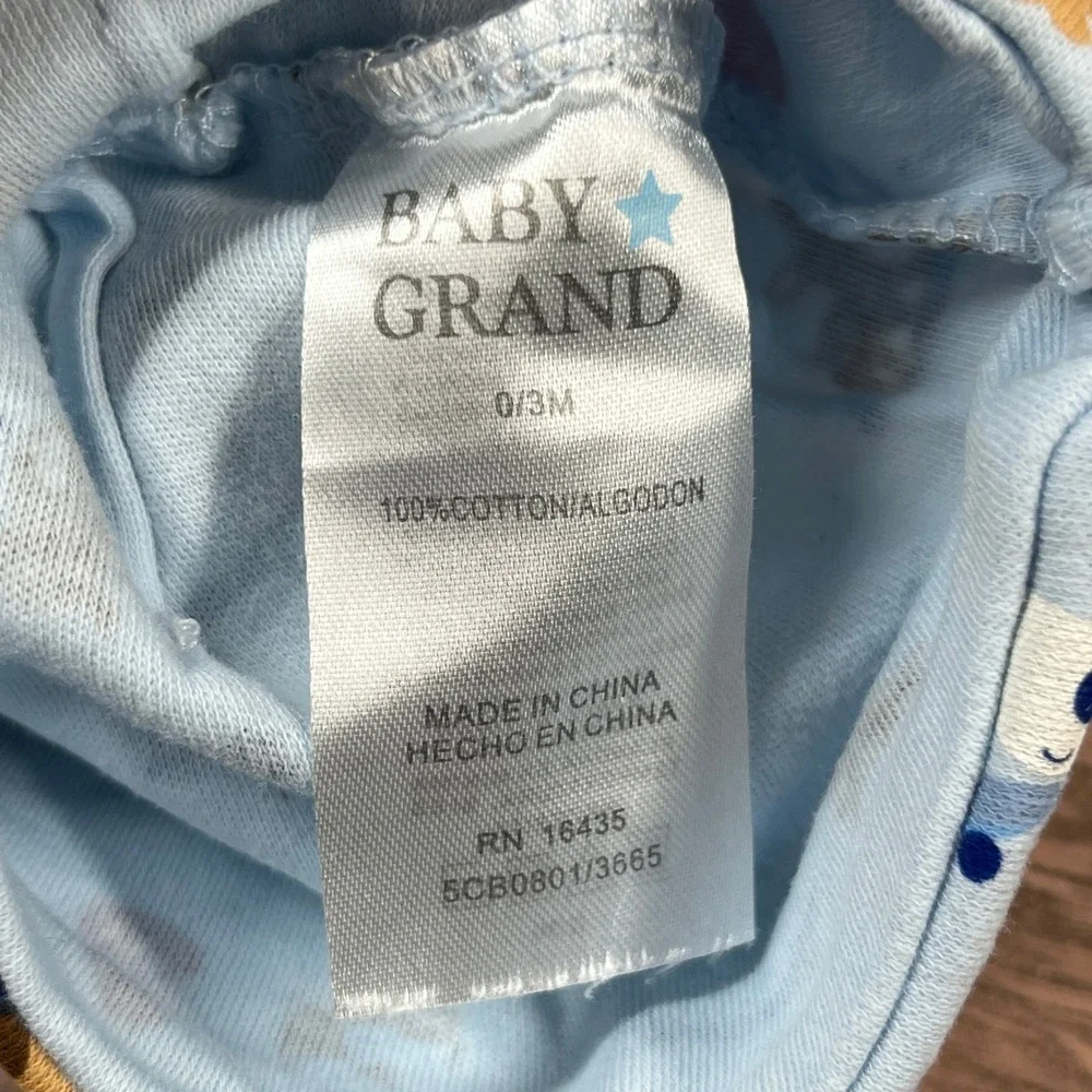 Baby Grand Baby Hats 0/3M Blue Dog Print Embroidered Cotton 2pk